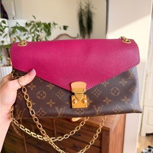Louis Vuitton Fuchsia and Brown Monogram Shoulder Bag